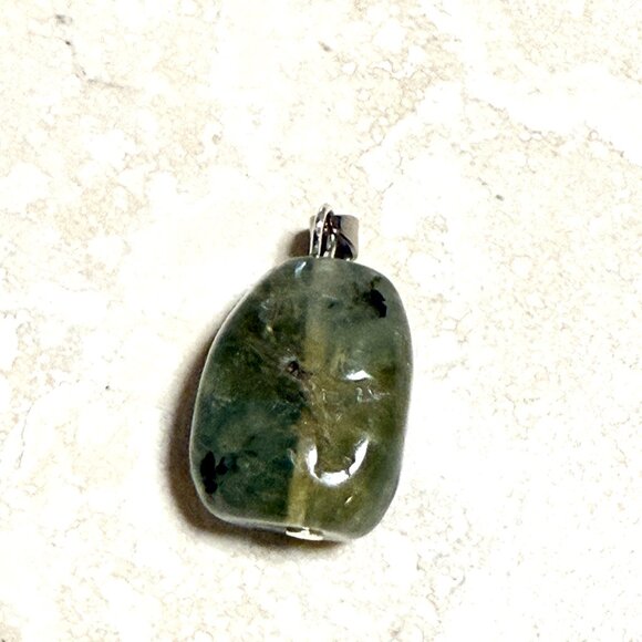 2/$20, Genuine Green Prehnite Pendant, Large Natural Tumbled Gemstone Pendant - Picture 3 of 13